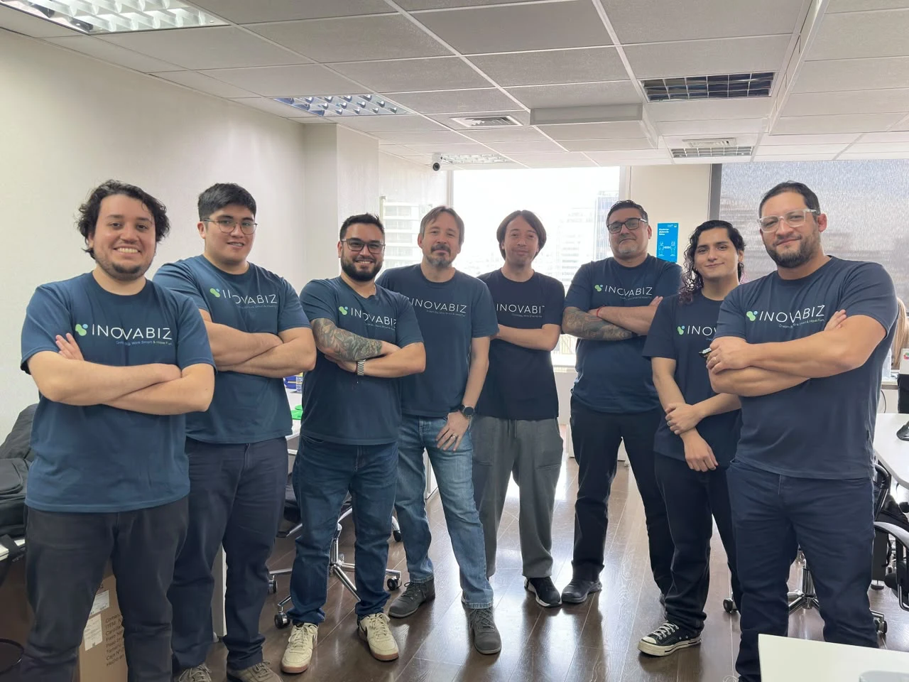 Part of the InovaBiz team gathered in the office